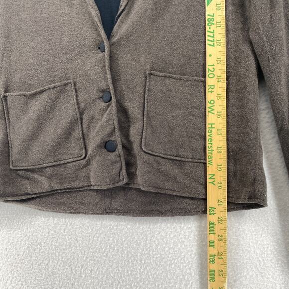 EILEEN FISHER Sweater Knit S Jersey Lined Organic Cotton Blazer Cardigan Brown - Picture 11 of 12